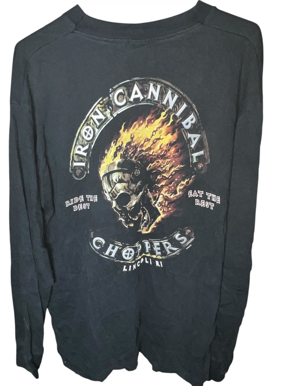 Vintage Liquid Blue Iron Cannibal Choppers Long Sleeve Tee T-Shirt sz XL